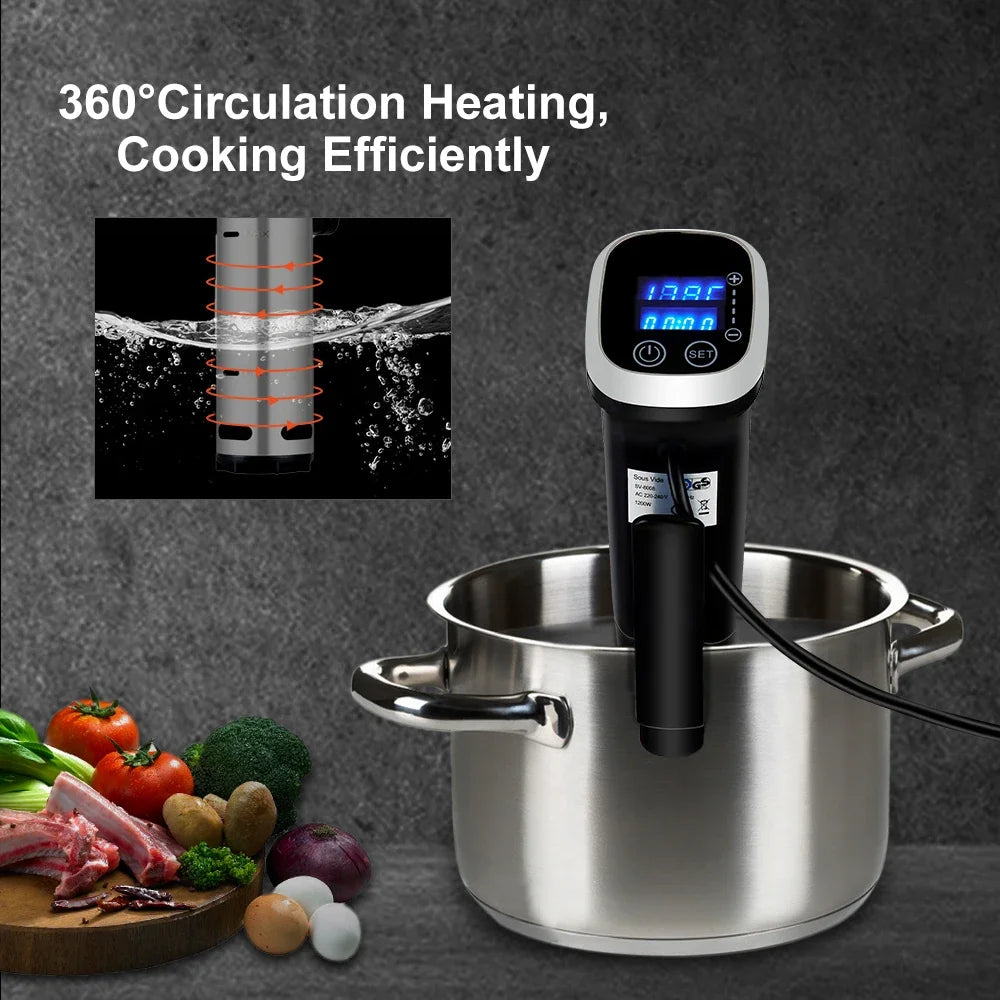BioloMix 2.55 Generation IPX7 Waterproof Sous Vide Cooker with LED Digital Display for Precise Temperature Control