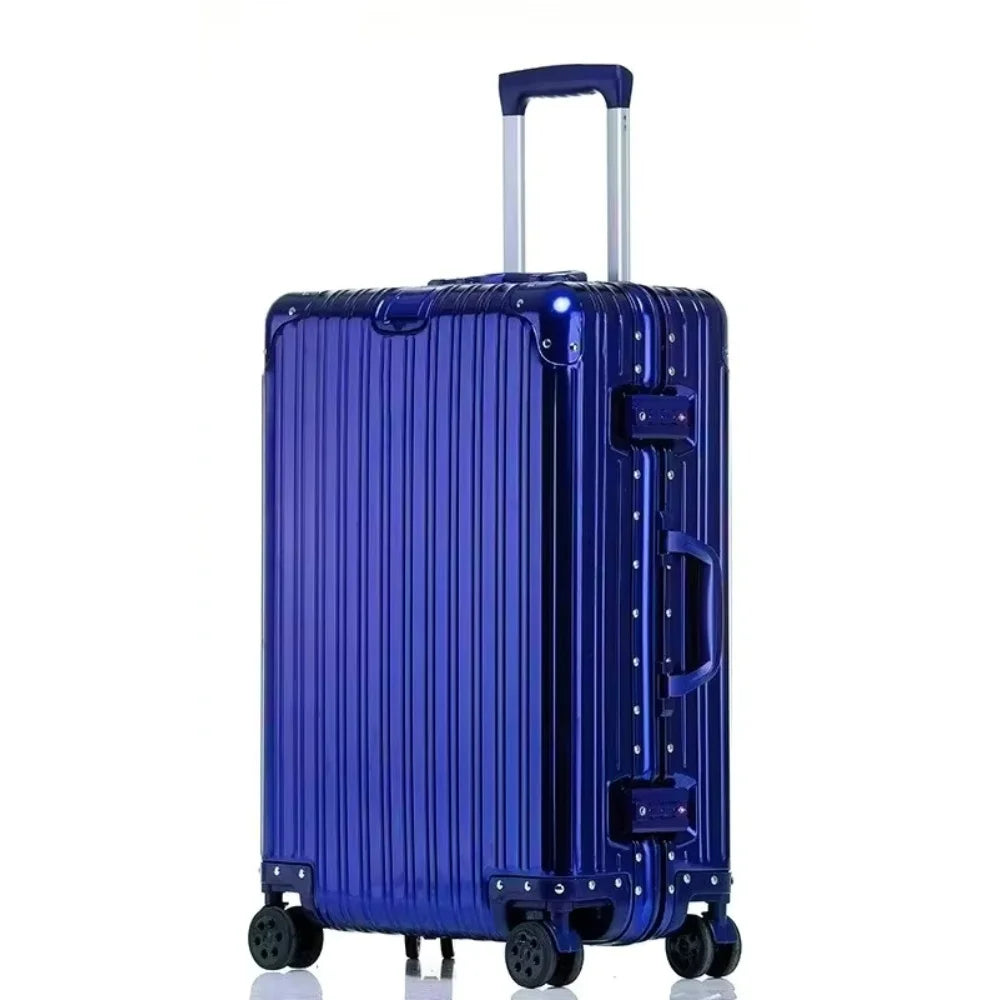 Aluminum-Magnesium Alloy Suitcase, High-Quality Rolling Luggage Available in 20”, 24”, 26”, and 29” sizes. Durable trolley luggage perfect for travel, carry-on, and cabin use.