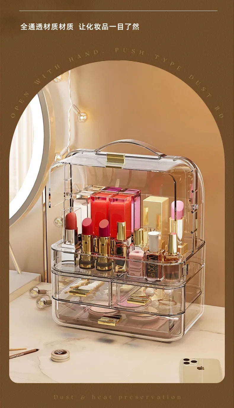 25 Transparent Lipstick Holder With Lid Lip Gloss Storage Stand Small Makeup Organzier With Handle Cosmetics Storage Display Box