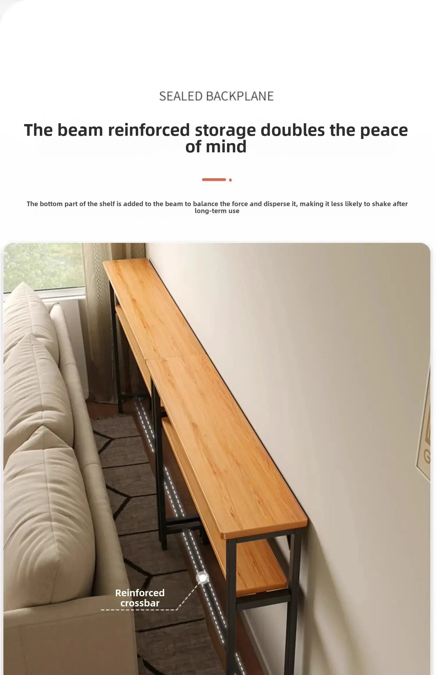 Rear Sofa Gap Table Narrow Side Table Multi-functional Living Room Long Partition Rack Bed Tail Storage Space-Saving Furniture