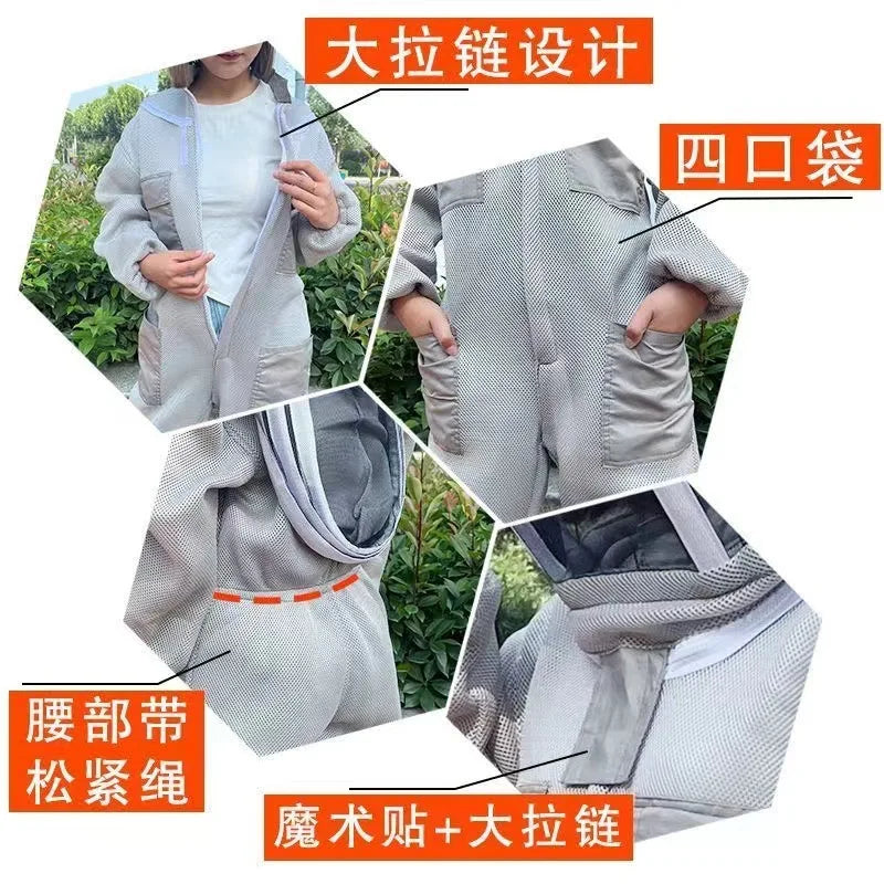 Beekeeping anti-bee clothing protective clothing, new thickened air whole body conjoined bee equipment, 3D breathable anti-bee c