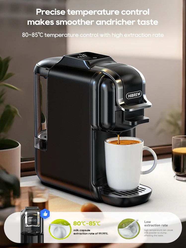 HiBREW 5in1 Capsule Coffee Machine Hot/Cold Espresso Cafetera Cappuccino Coffee Maker Lavaza Dolce Gusto Nespresso Powder H2C