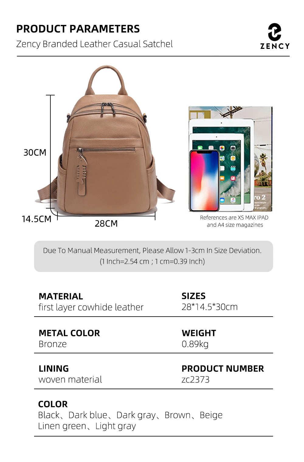 Soft Leather Women’s Backpack Large Capacity Crafted from premium cowhide leather with wide shoulder straps and multiple pockets. Stylish, durable, and perfect for everyday use.