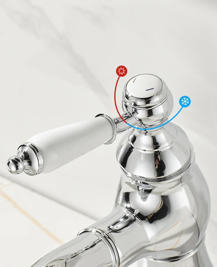 Gold Bathroom Ceramic handle Basin Faucets Pull Out Mixers Sink Faucet Washbasin Taps Water Tap Tapware Crane Brass Material