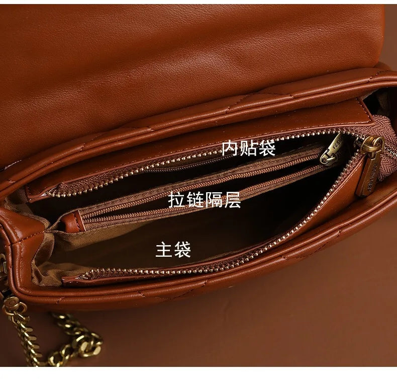 High-End Diamond Grid Handbag Fashion Chain Design Elegant and versatile shoulder/crossbody bag with a stylish quilted look. Perfect for everyday wear or special occasions.