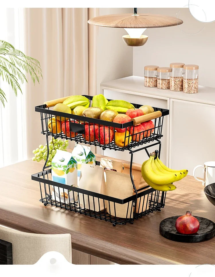 Kitchen Organizer Shelf Double Layer Seasoning Vegetables Fruits Holder Assembly Bathroom Cosmetic Removable Stand Storage Shelf