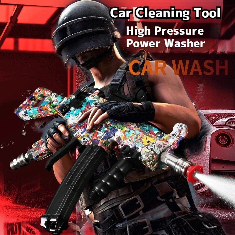 Portable High-Pressure Car Wash Gun + Foam Pot Powerful spray + adjustable foam cannon for thick suds. Compact, easy to use at home or on the go.