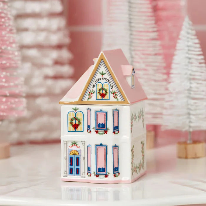 Holiday Village Spice House Set Mini Christmas Gingerbread Houses Jars Festive Decor Kitchen Countertop Christmas Candle