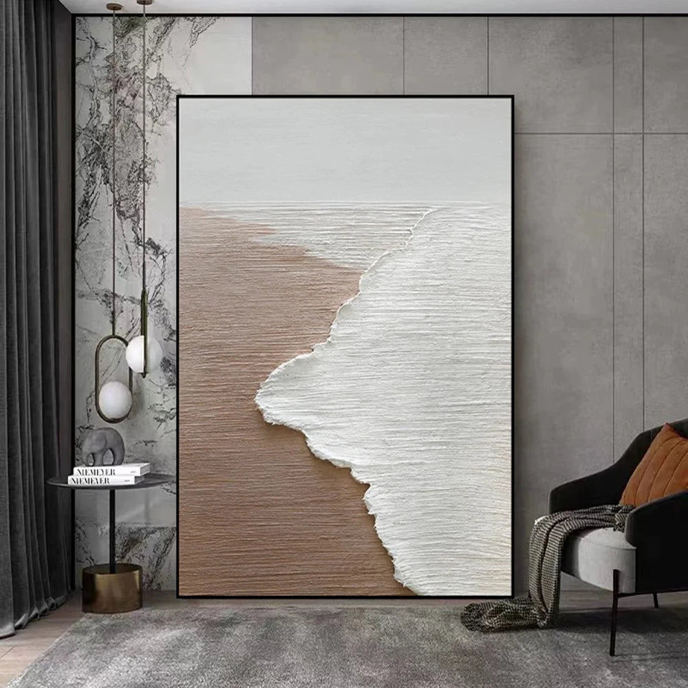 Mintura,Nordic Hand-painted Oil Painting on Canvas,Abstract Seaside Landscape Wall Art Poster,Living Room Office Home Deco Mural