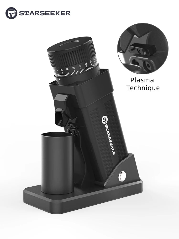 STARSEEKER E55Pro Electric Coffee Grinder 55MM Titanium Cone Burr Stepless Adjustment Espresso Brew Coffee Bean Grinder Black