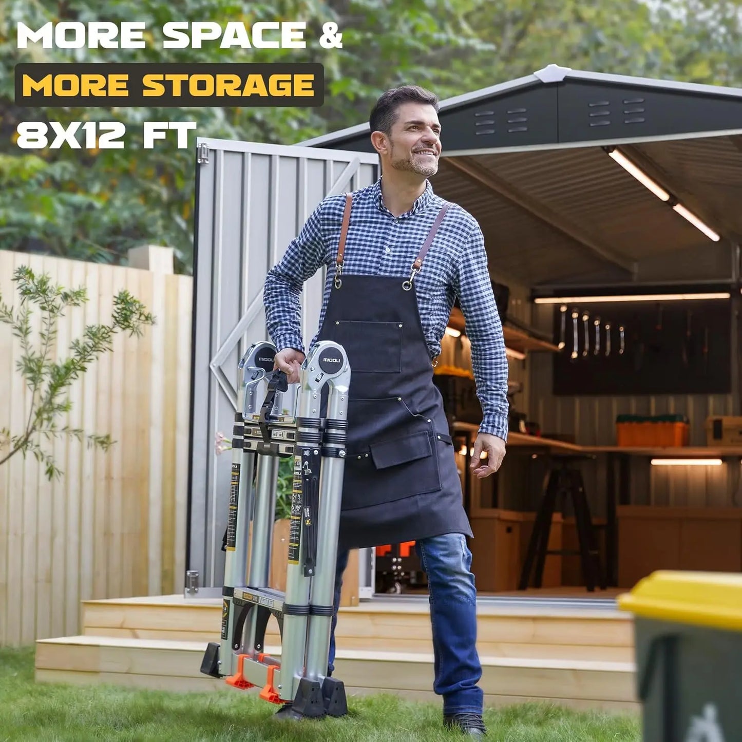 8x12 FT Metal Outdoor Storage Shed, Updated Frame Structure Tool Shed for Backyard Garden Patio Lawn, Customized