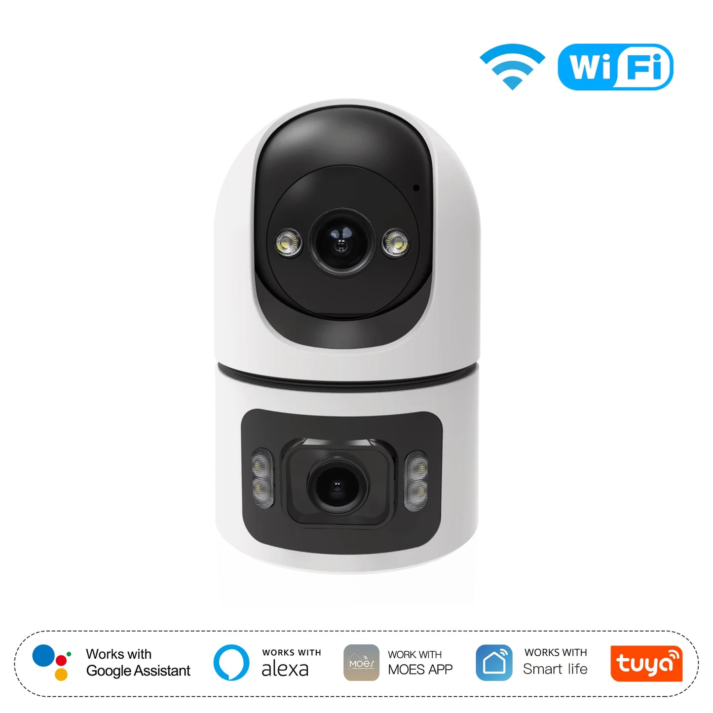 Moes Tuya WiFi Smart Indoor Camera 8MP Dual Screen Lens Auto Track Two-Way Motion Detection Audio 2.4G/5G Infrared Night Vision