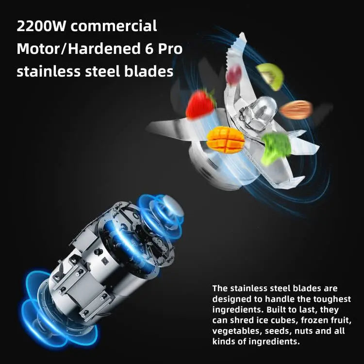 BioloMix 2200W High Power Smart Blender with Pre Programmed Modes 2L Round Jar Perfect for Smoothies Ice Crusher and Food Prep