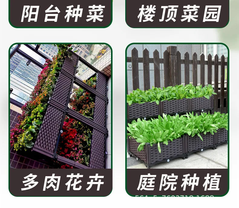 Vegetable Growing Box: Outdoor/Courtyard/Rooftop/Balcony Large Thickened Plastic Planter Trough