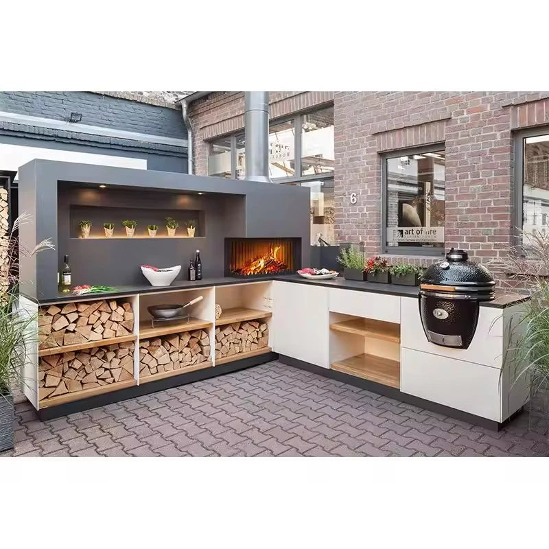 Custom outdoor kitchen Cabinet BBQ grill Oven and Bar Furniture House garden Stainless Steel