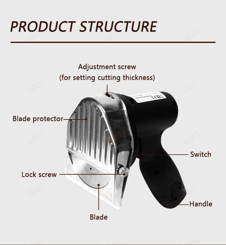 GZZT Cordless Meat Slicer Battery-Charged Handheld Roast Meat Cutter | Shawarma and Doner Slicing Knife Efficient Cutting Tool