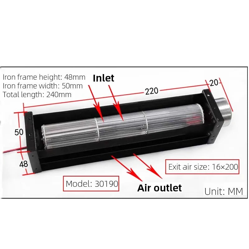 Cross Flow Fan DC12V/ 24V Small Drum Fan Crossflow Cooling Fan Airflow Crossflow Ventilation Crossflow Fan Small Blower