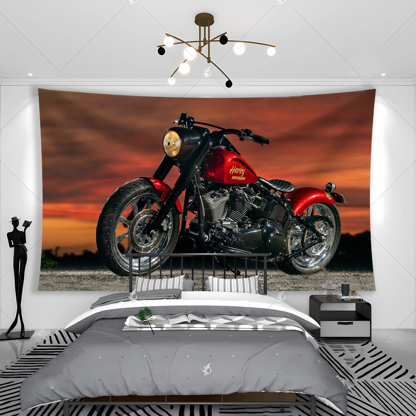 Wild West Motorcycle Tapestry Banner Flags Cool Sports And Travel Style Room Wall Hanging Decoration