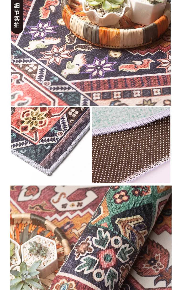 Moroccan Ethnic Style Living Room Rugs Luxury Cloakroom Antiskid Big Size Carpet Room Decoration Home Entrance Floor Soft Mats
