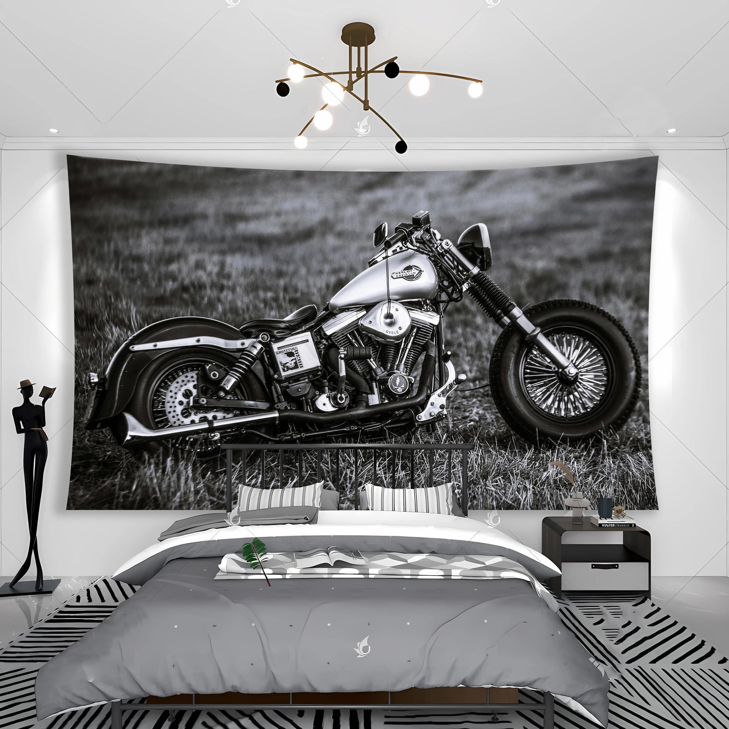 Wild West Motorcycle Tapestry Banner Flags Cool Sports And Travel Style Room Wall Hanging Decoration