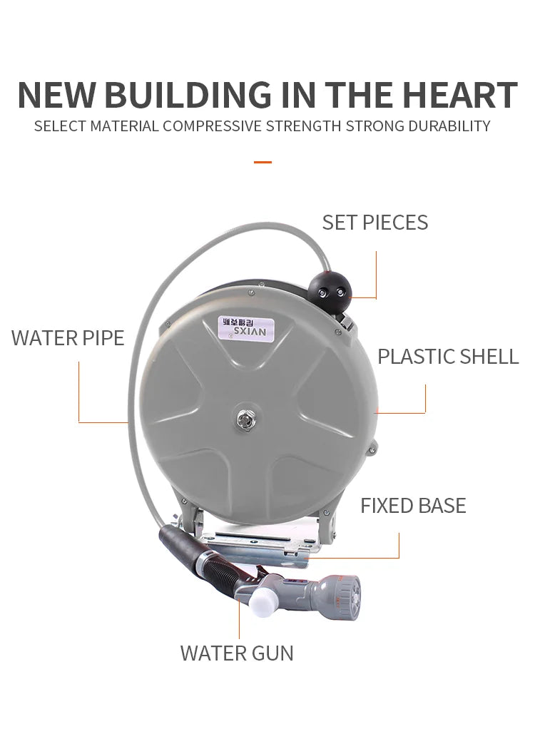 Automatic Retractable and recycling Hose Reel Car Wash Garden Irrigation Water Tube Holder Wall Mount High Pressure Waterpipes