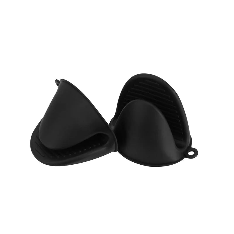 2pcs Mini Oven Gloves Silicone Heat Resistant Cooking Gloves Insulated Non-slip Gloves Clip Pot Rack Cooking Oven Gloves