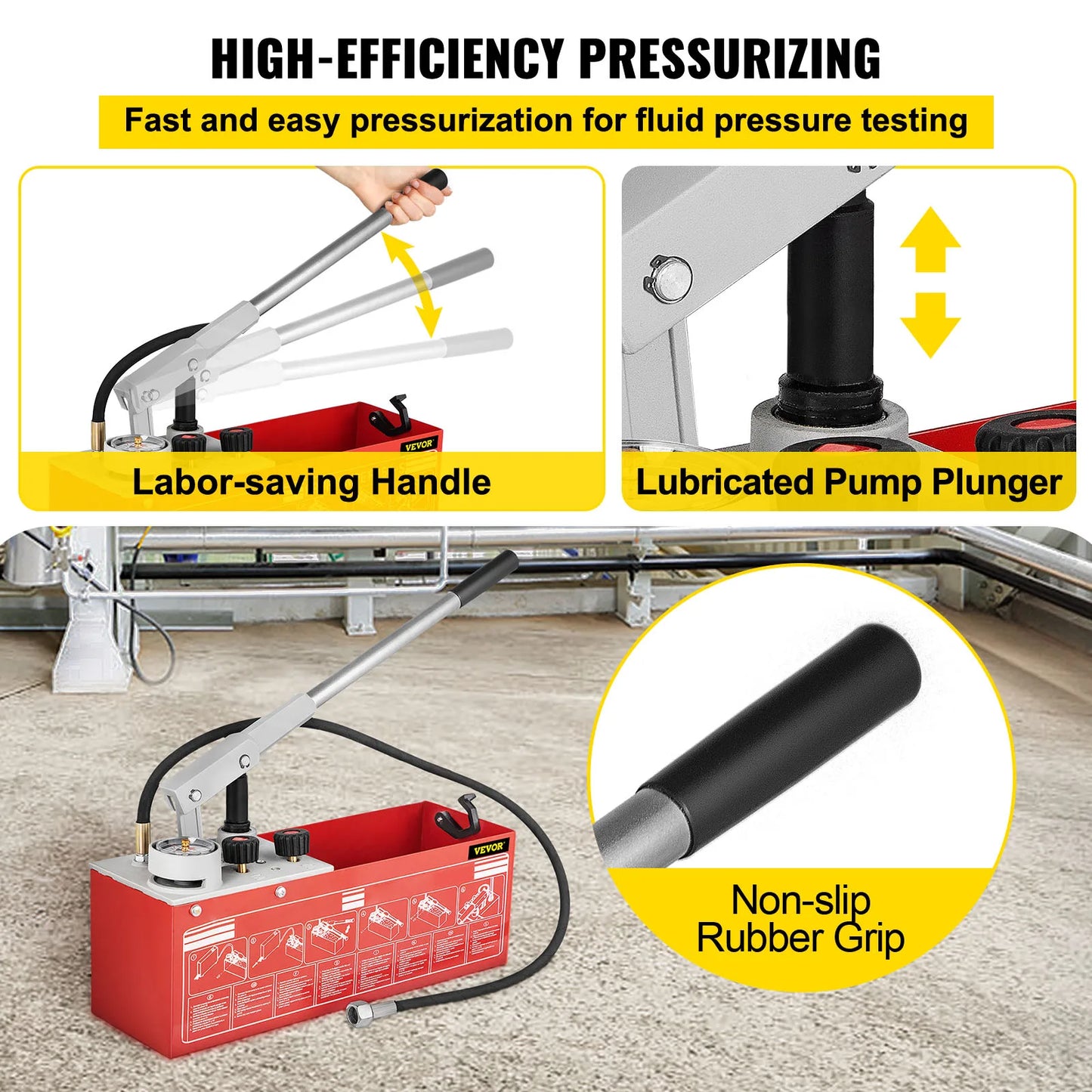 SucceBuy Hydrostatic Pressure Test Pump 60 bar/860 psi 3.2 Gallon Tank Hydraulic Manual Water Pressure Tester Kit Pressure Test
