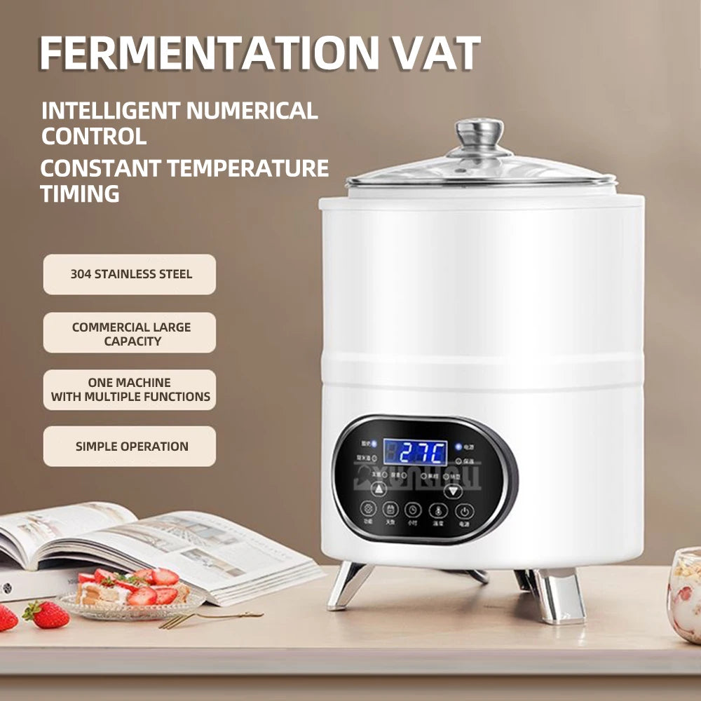 Stainless Steel Yogurt Maker – Large Capacity Features timing and constant temperature control for perfect fermentation. Easy to use and ideal for homemade yogurt.