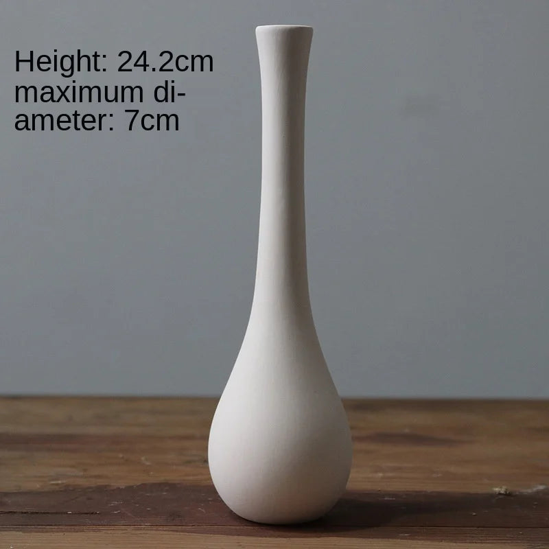 Nordic Modern Vegetarian Ceramic Vase Home Living Room Decoration Ornaments Dried Flower Arrangement Retro Pastoral Vase Crafts
