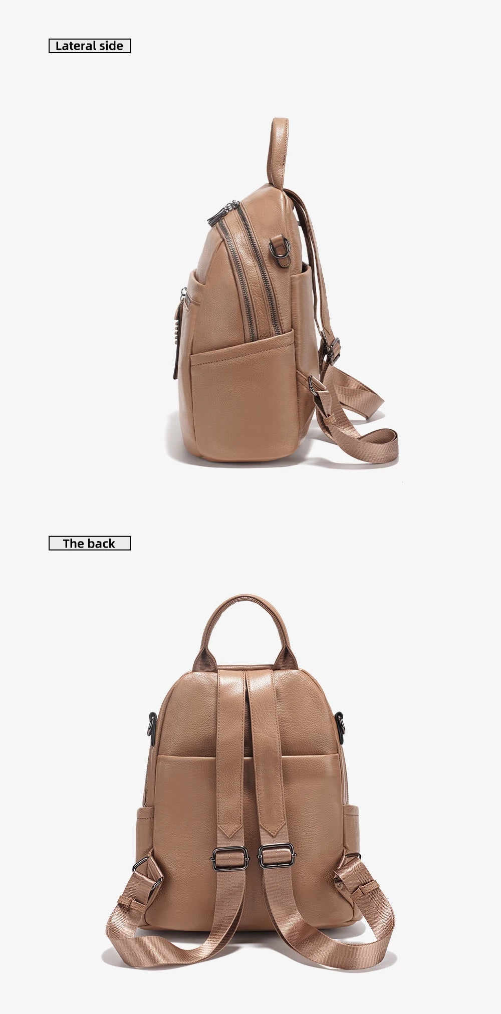 Soft Leather Women’s Backpack Large Capacity Crafted from premium cowhide leather with wide shoulder straps and multiple pockets. Stylish, durable, and perfect for everyday use.