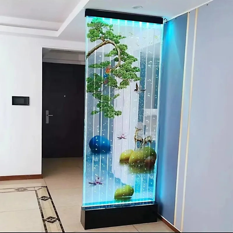 Modern Custom Home Decoration LED Water Bubble Wall 16 Color Acrylic Panel Wall Partition Room Divider Design Waterfall Fountain