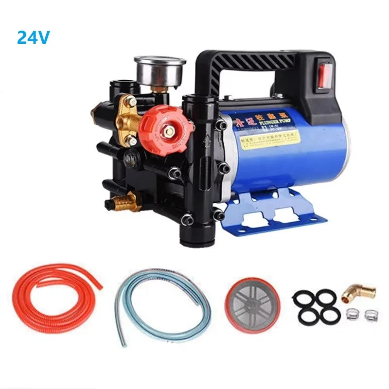 12V 24V 220V Fruit Tree Electric Watering Pump Portable Agricultural High Pressure Double Cylinder Plunger Dosing Machine Pump