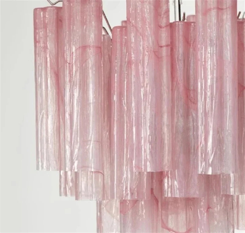 Art Deco Stained Glass Tube Chandelier – Luxury Ceiling Pendant Light Elegant lighting fixture perfect for kitchen islands, dining rooms, or any upscale interior space. Adds a touch of sophistication and style.