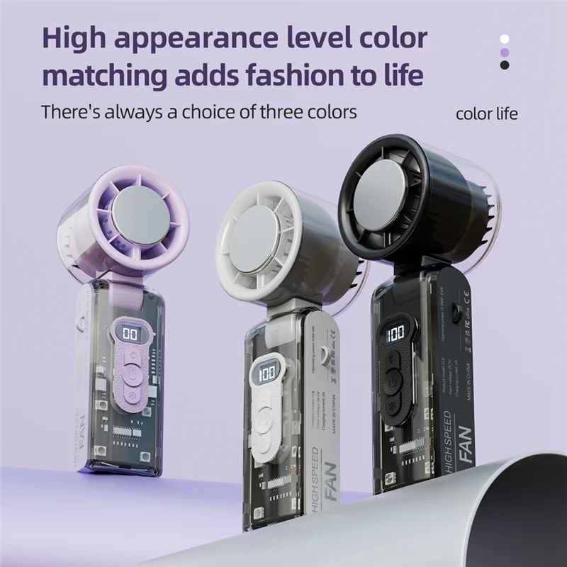 Portable Fan High Speed Handheld Turbo Fan Overcharge, Overcurrent And Overdischarge Protection Black-ABUA