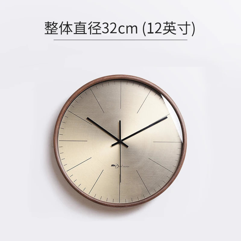 New modern simple solid wood wall clock living room household wall decoration clock