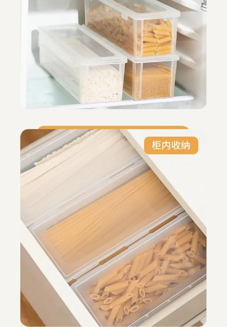 Noodle Storage Box Rectangular Plastic Refrigerator Food Preservation Box Kitchen with Lid Multi-grain Noodles Sealed Box