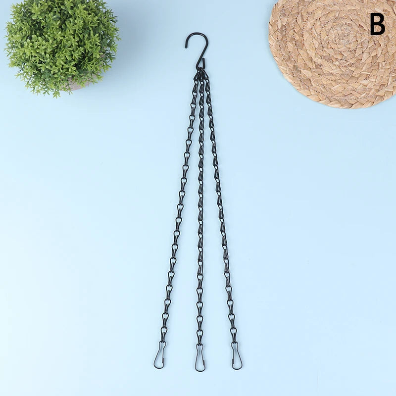 40cm Rattan Hanging Pendant Chain Flowers Basket Chain Flower Pot Hydroponic Plants Grow Tools Garden Decorations With 3 Hooks