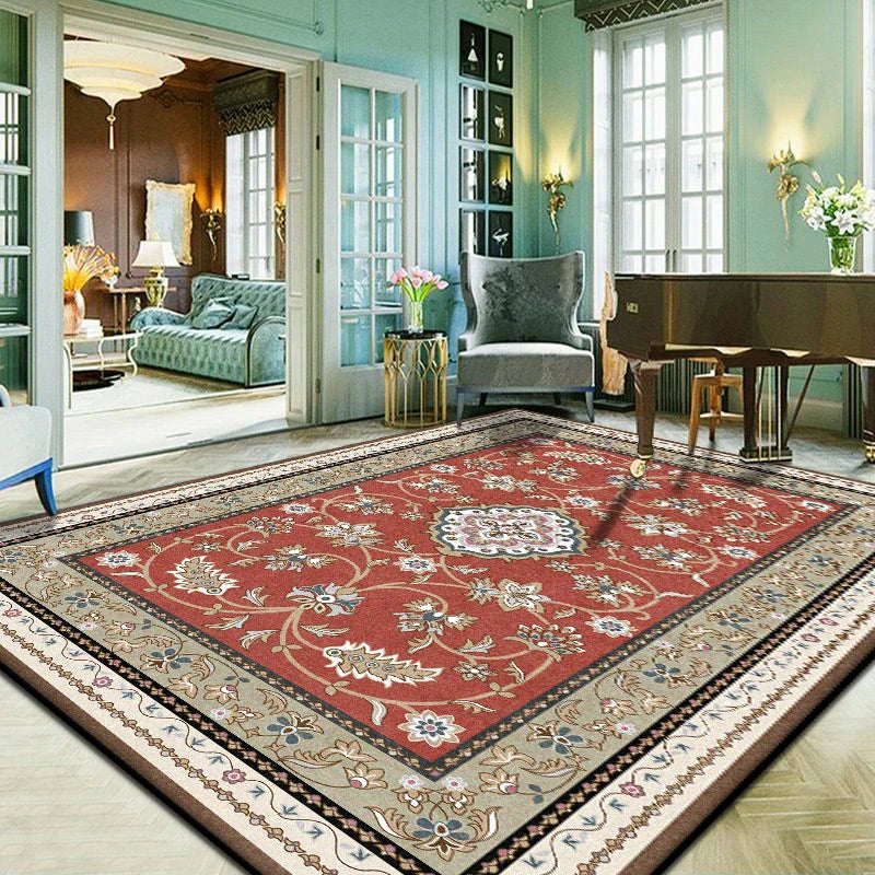 Persian Style Easy Cleaning Carpet for Living Room Retro Room Decoration Aesthetic Non-slip Lounge Rug European Tatami Mat