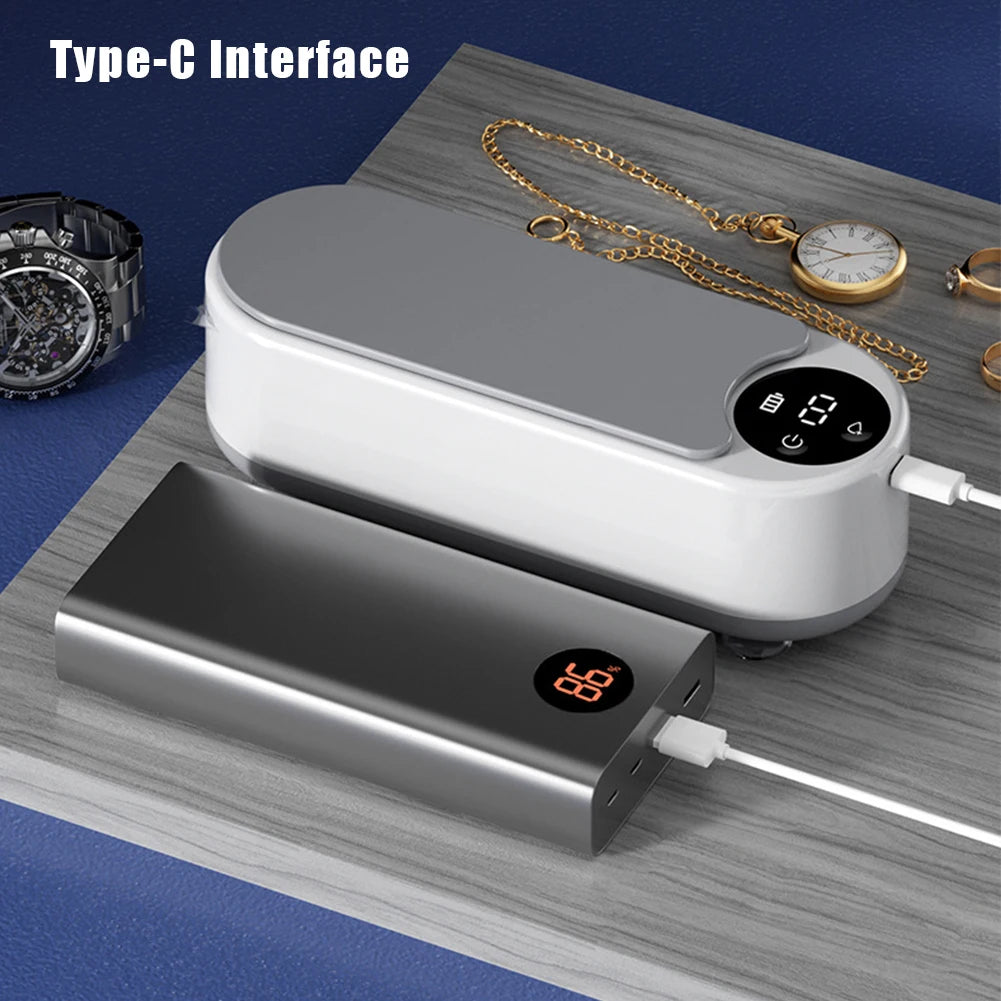 Ultrasonic Jewelry Cleaner Machine Portable Glasses Cleaner Retainer Cleaner Machine High Frequency Vibration for Coins Dentures