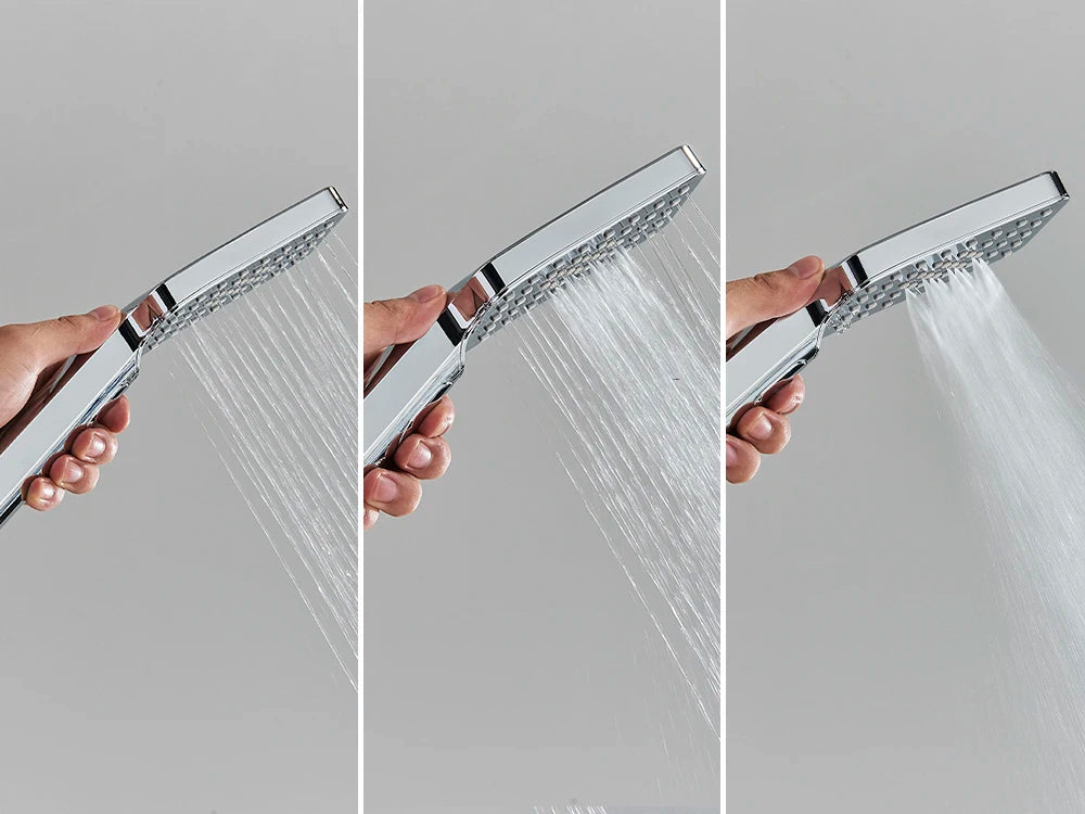 Black Display Thermostatic Shower Faucet Set Rainfall Bathtub Tap With Bathroom Shelf Water Flow Produces Electricity