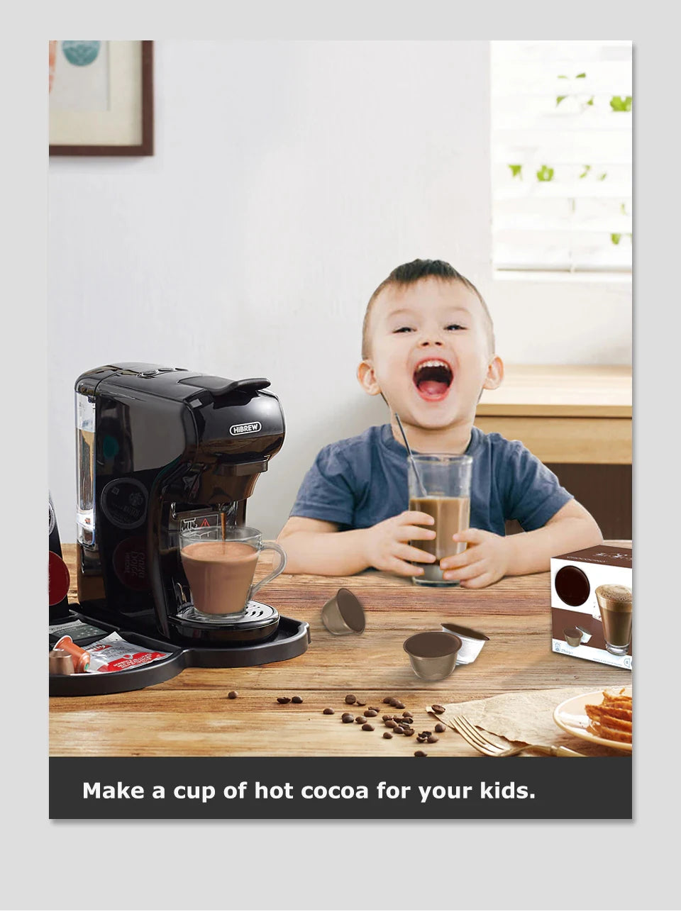 HiBREW Coffee Machine 19 Bar 4in1 Hot & Cold Multiple Capsule Espresso Cafetera Pod Coffee Maker Dolce Milk Nexpresso Powder H1A