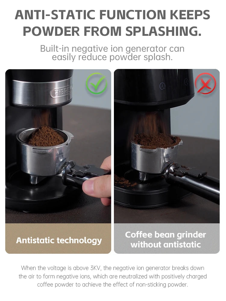 HiBREW Coffee Mill Automatic Electric Coffee Grinder with 31 Gears for Espresso American Coffee Pour Over Visual Bean Storage G3