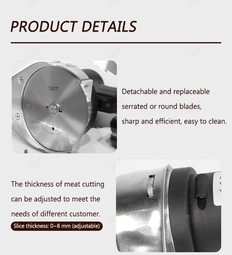 GZZT Cordless Meat Slicer Battery-Charged Handheld Roast Meat Cutter | Shawarma and Doner Slicing Knife Efficient Cutting Tool