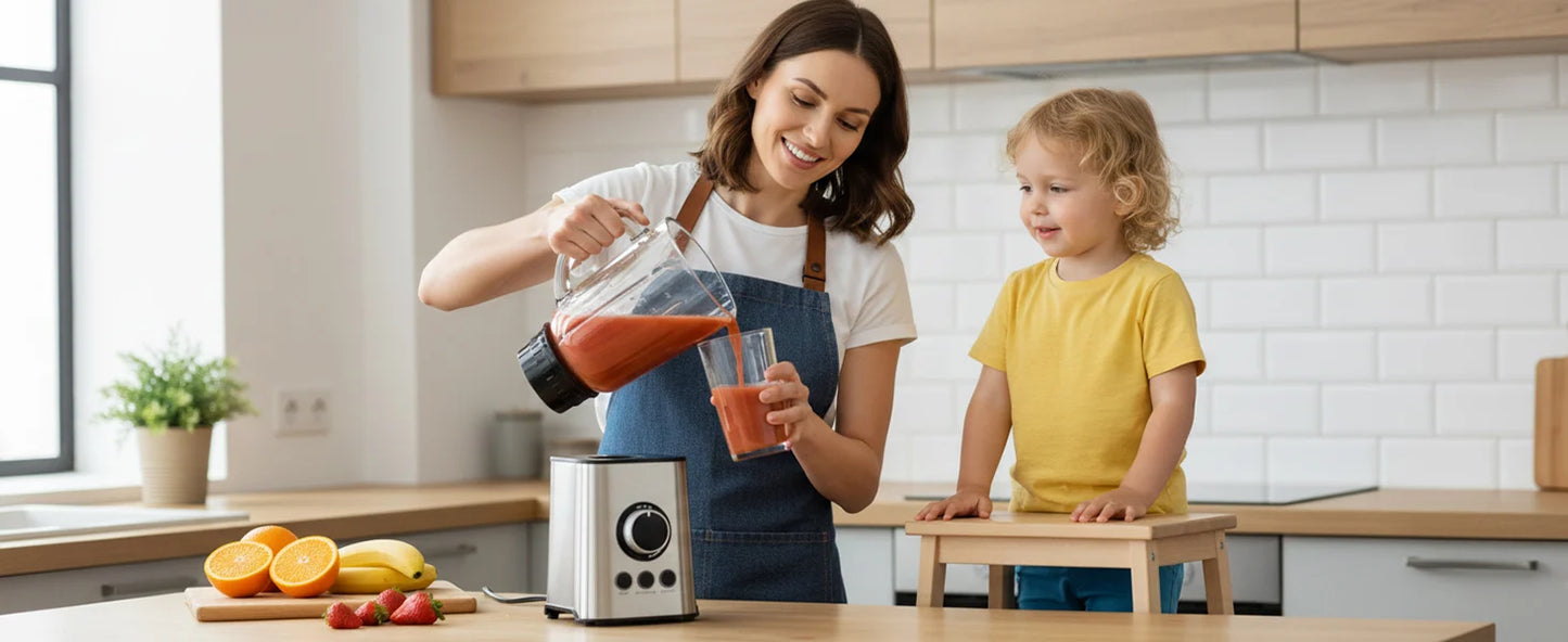 BioloMix 3-in-1 Smoothie Blender with Stainless Steel Blades 1300W Personal Blender and Grinder Combo for Baby Food Juice