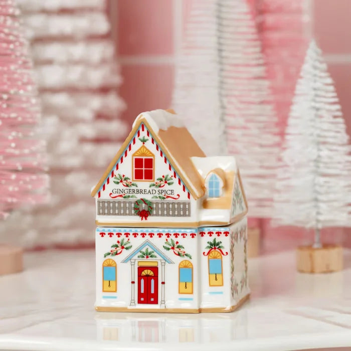 Holiday Village Spice House Set Mini Christmas Gingerbread Houses Jars Festive Decor Kitchen Countertop Christmas Candle