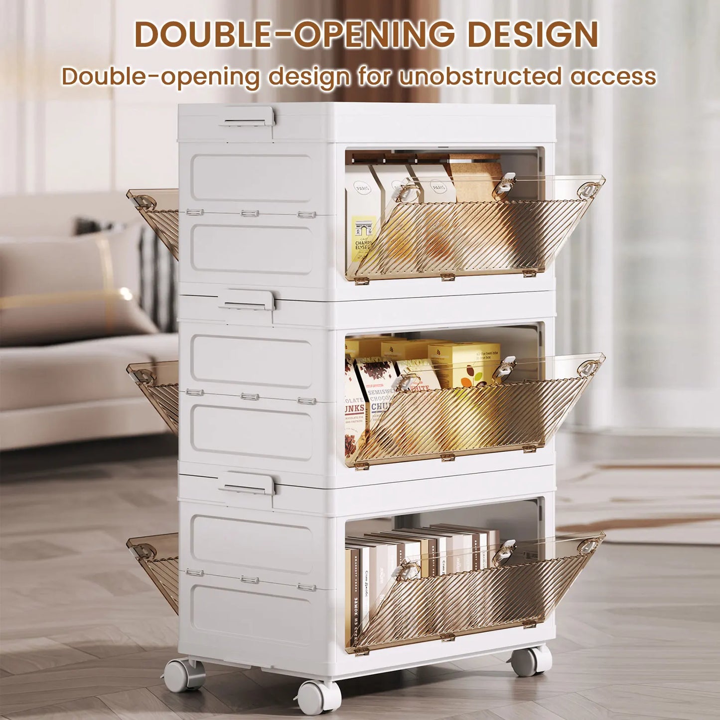 1/2/3/4/5 Layer Folding Storage Cabinet Storages Cabinet Waterproof Dustproof With Swivel Wheel Kitchen Bedroom Living Room