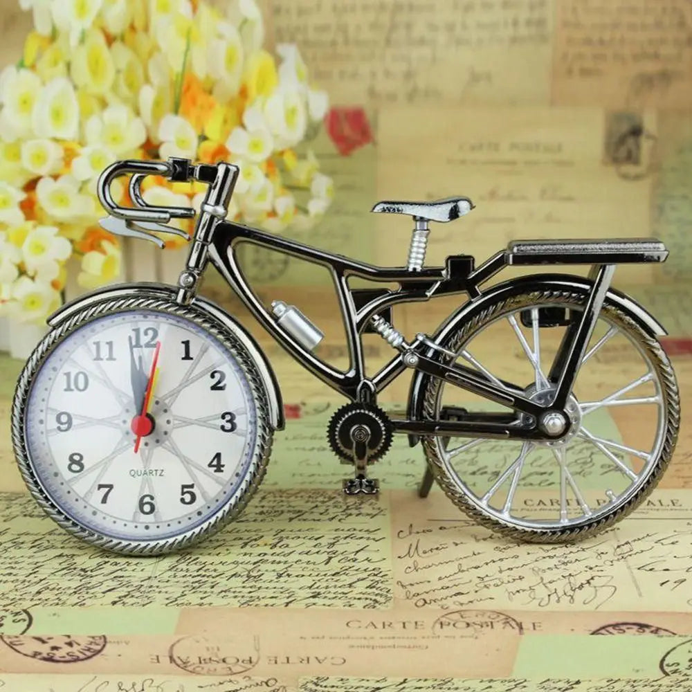 Cool Luxury Creative Retro Novelty Bicycle Model Alarm Clock Desk Home Bedroom Decoration Stand Clock Gift
