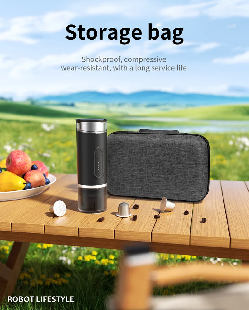 Portable Coffee Maker with 2-In-1 System Heating Water  Large-capacity Battery 9000mAh  for Outdoor Camping Travel  Hotel Office