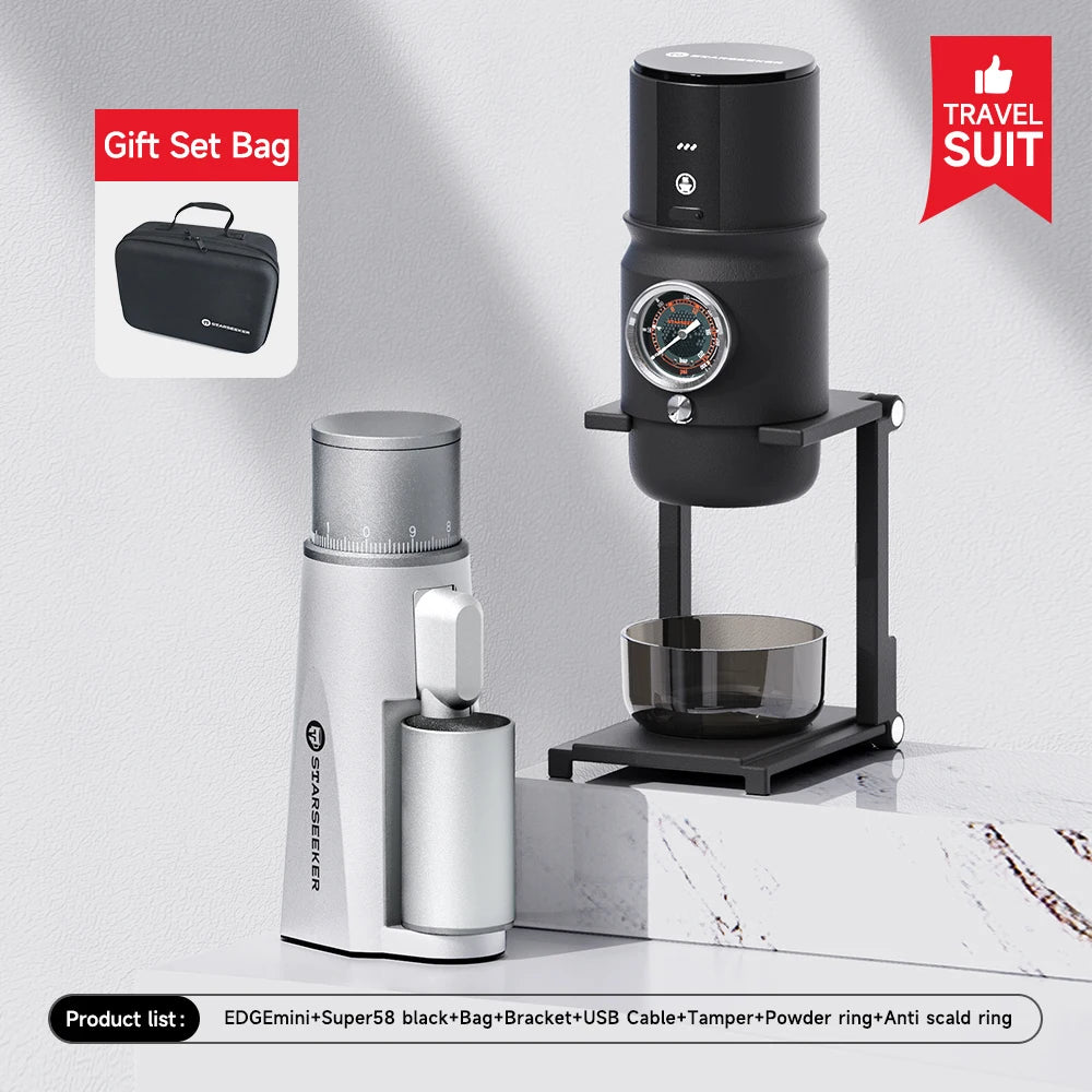 STARSEEKER EDGE Mini Portable Electric Coffee Grinder 38mm Cone Burr Stepless Adjustable Type-C Home Outdoor Travel Suit