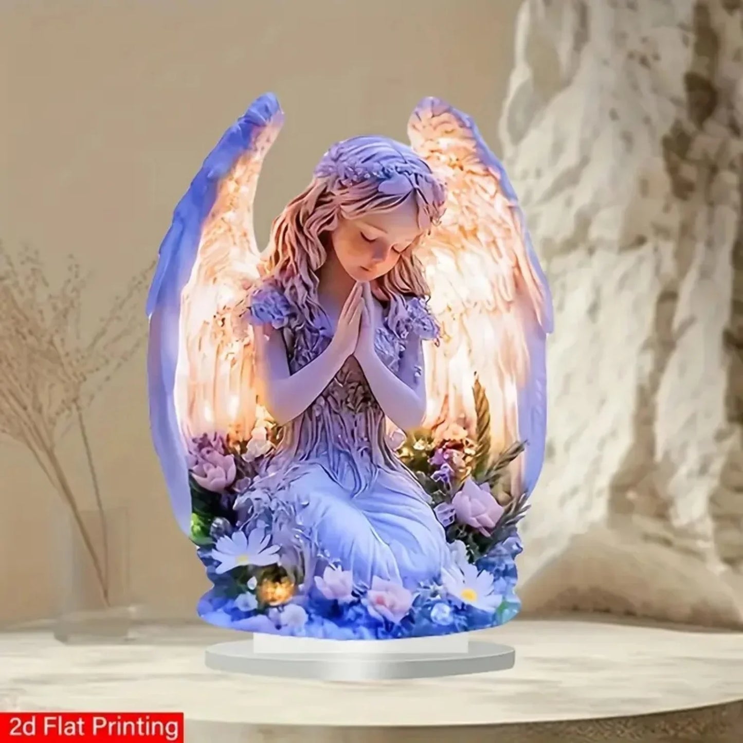 Elegant Wings Fairy Angel Prayer 2D Flat Acrylic Table Decoration ,Home,Office,Cafe,room,Studio,Desktop Ornament